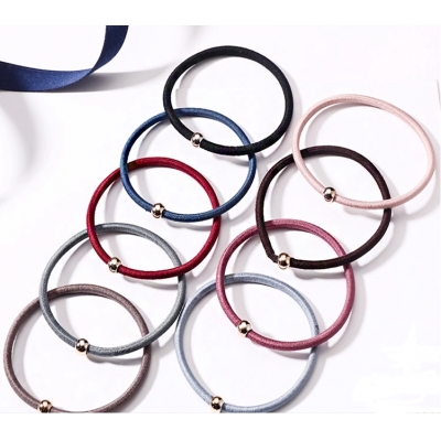 Women Basic Colorful Golden Ball Elastic Hair Bands Ponytail Holder Lady Rubber Bands Tie